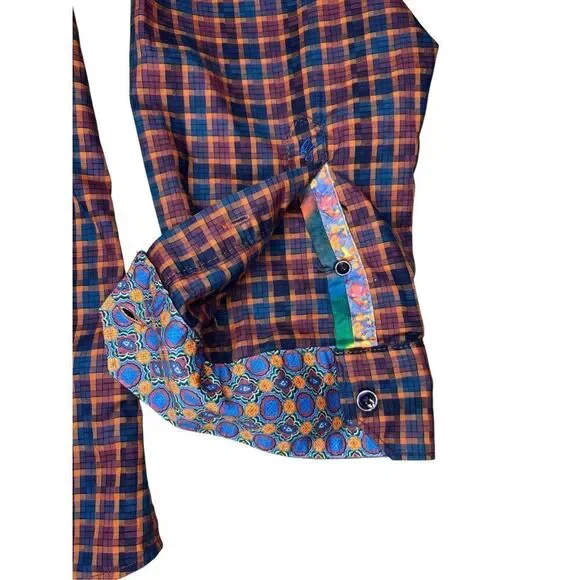 Robert Graham Men’s Large Trotter Plaid Long Sleeve Button Down Shirt Flip Cuff - Picture 5 of 8